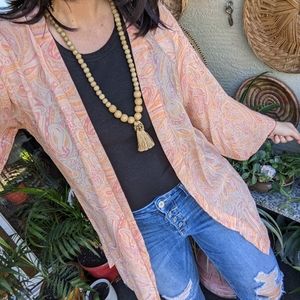 New Indie Ella Kimono Recycled Silk Sari Orange